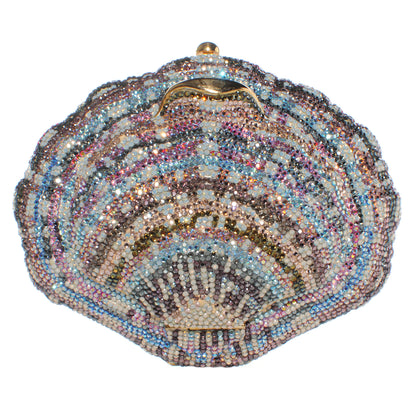 Judith Leiber Crystal Venus Clamshell Minaudiere Clutch Gold 1 of 8