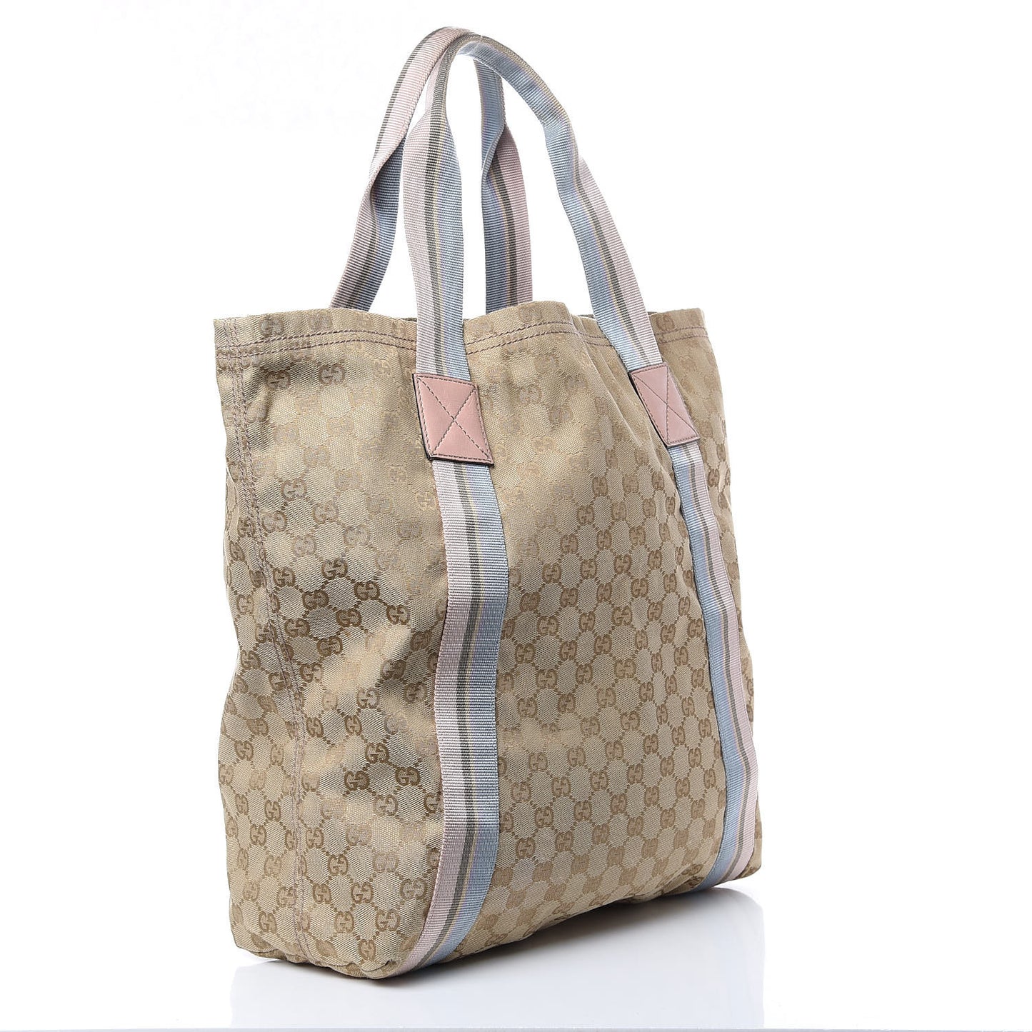 GG Monogram Medium Web Handle Vertical Tote Pink Blue