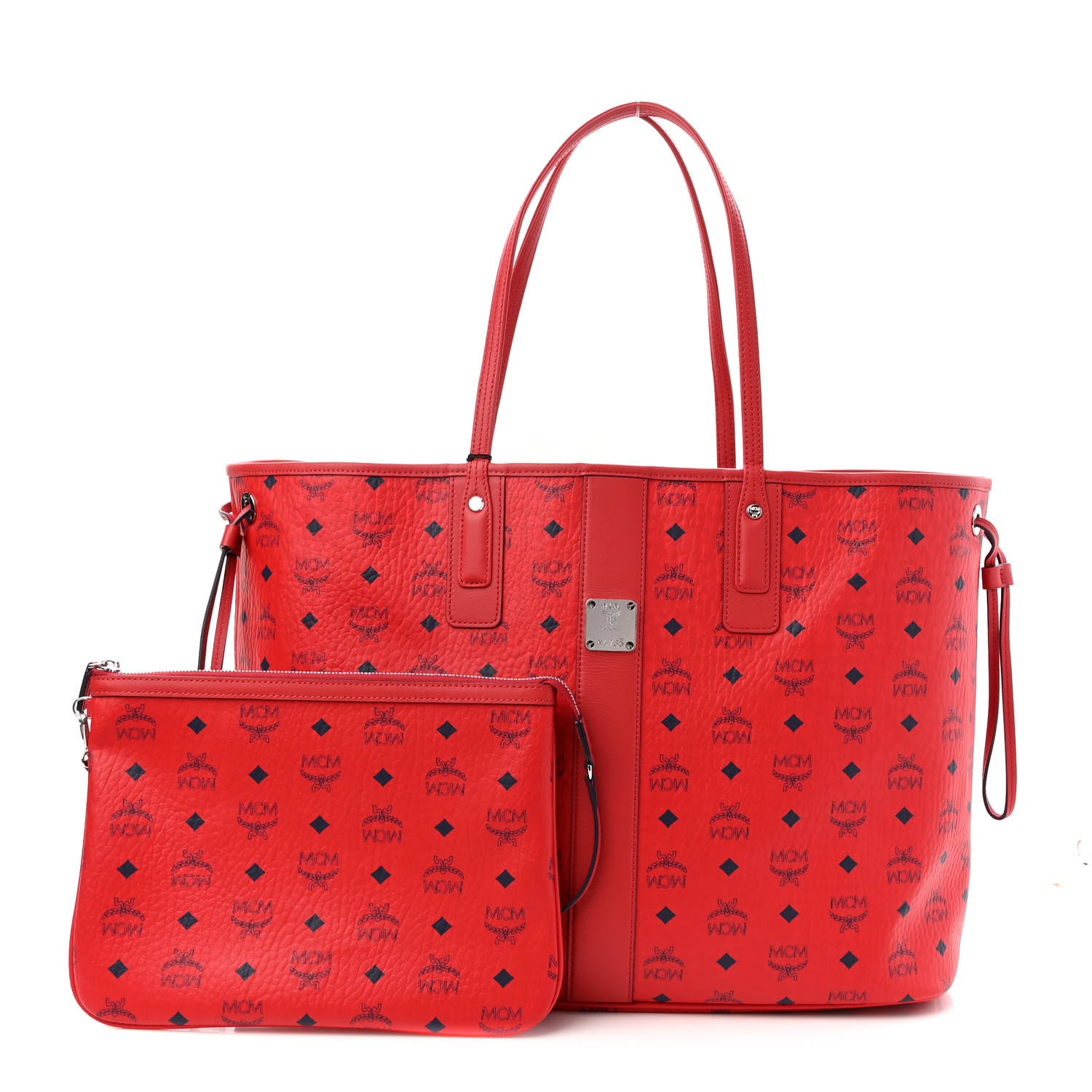 MCM Visetos Large Liz Reversible Shopper Tote Ruby Red 1 of 13