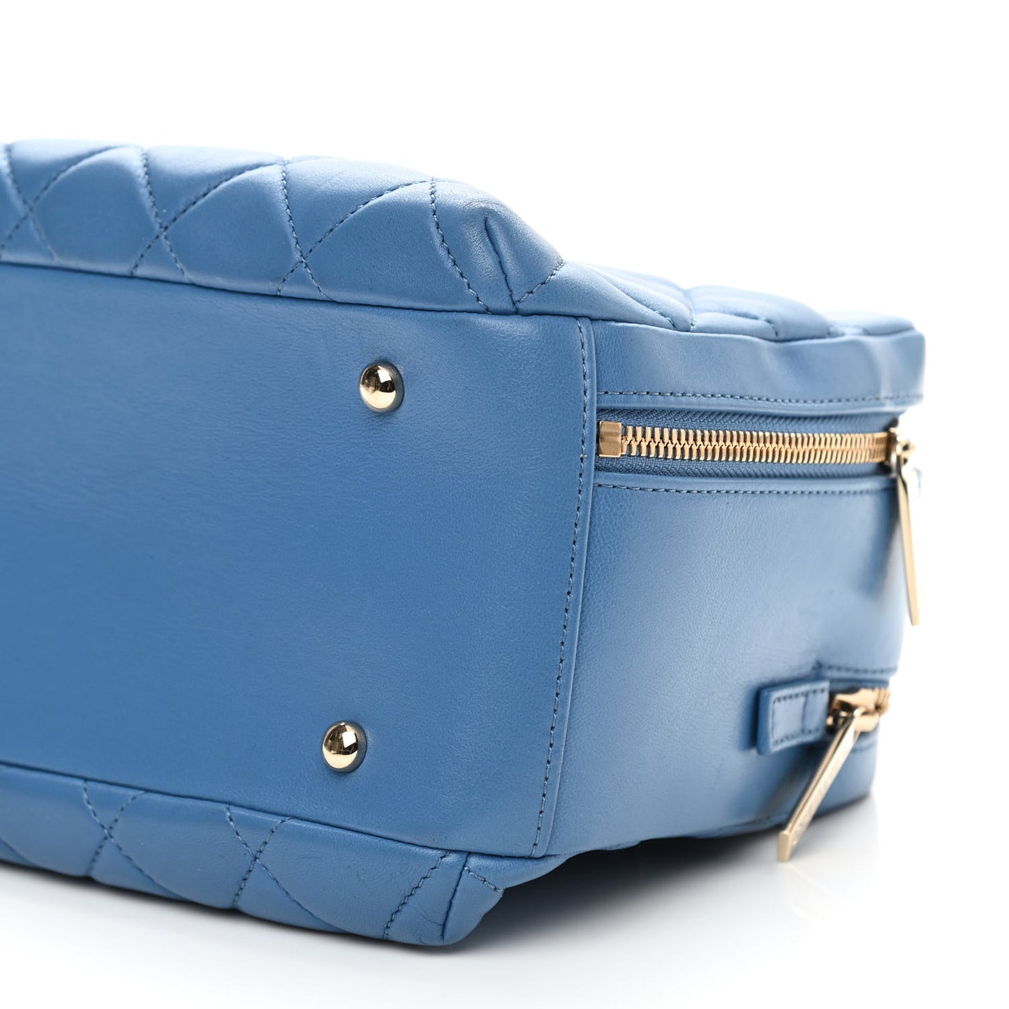 Lambskin Quilted Medium Trendy CC Bowling Bag Blue