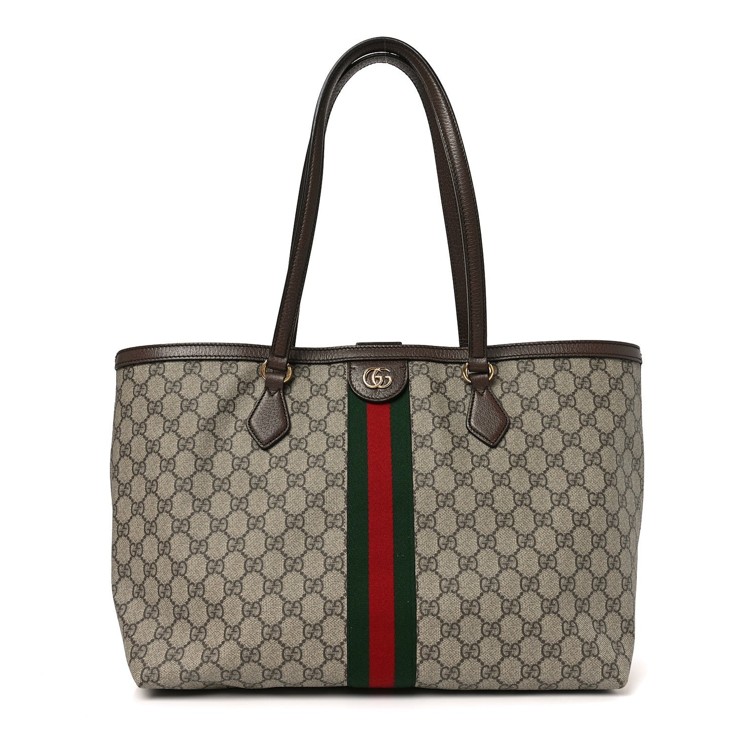 GG Supreme Monogram Medium Ophidia Shopping Tote Brown