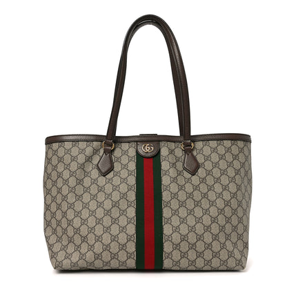 Gucci GG Supreme Monogram Medium Ophidia Shopping Tote Brown 1 of 12