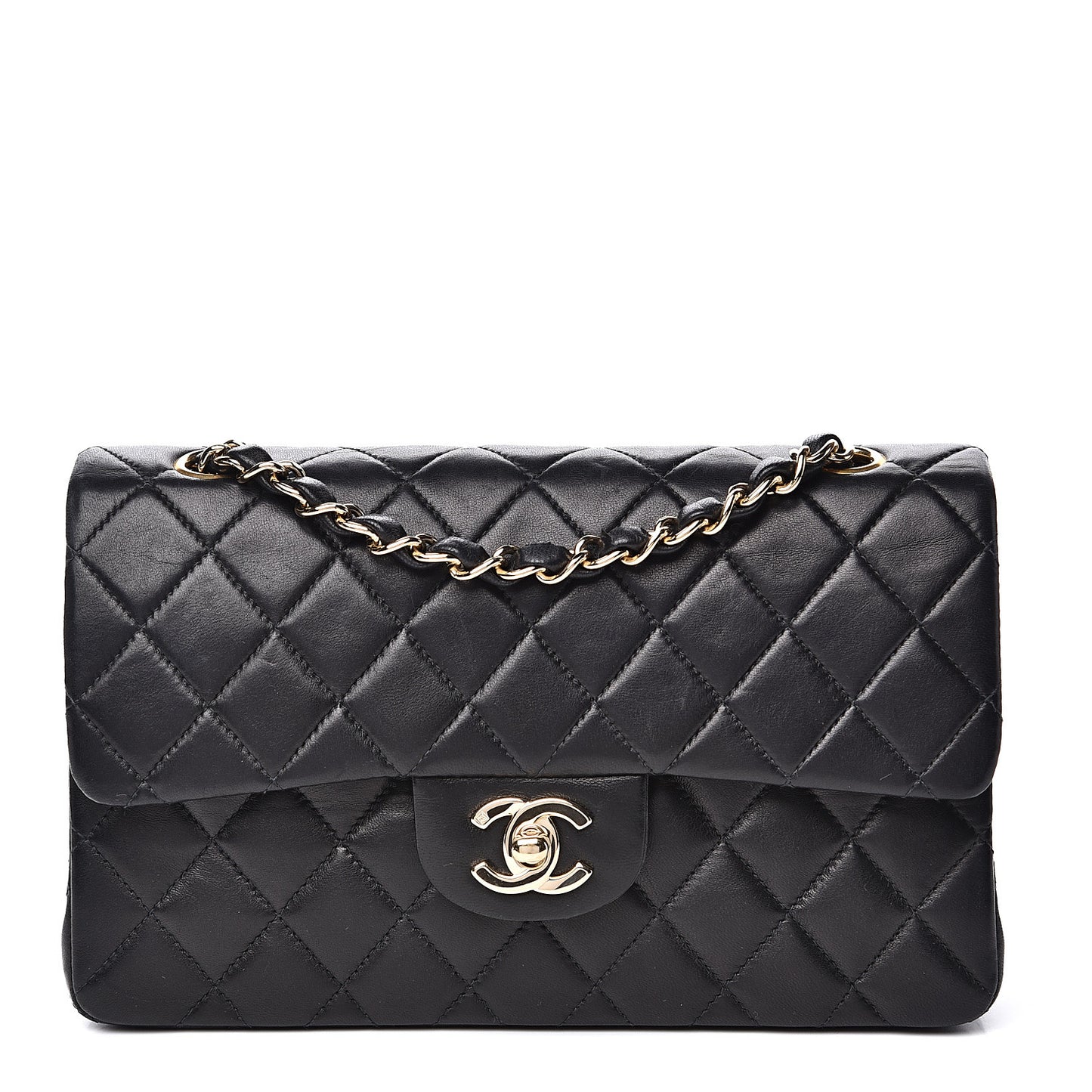 Lambskin Quilted Small Double Flap Black