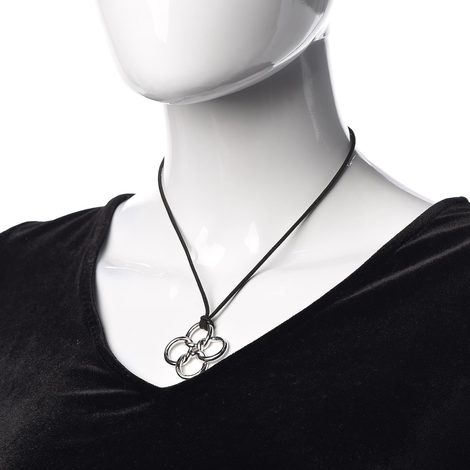 Tiffany Sterling Silver Quatrefoil Cord Necklace 2 of 6