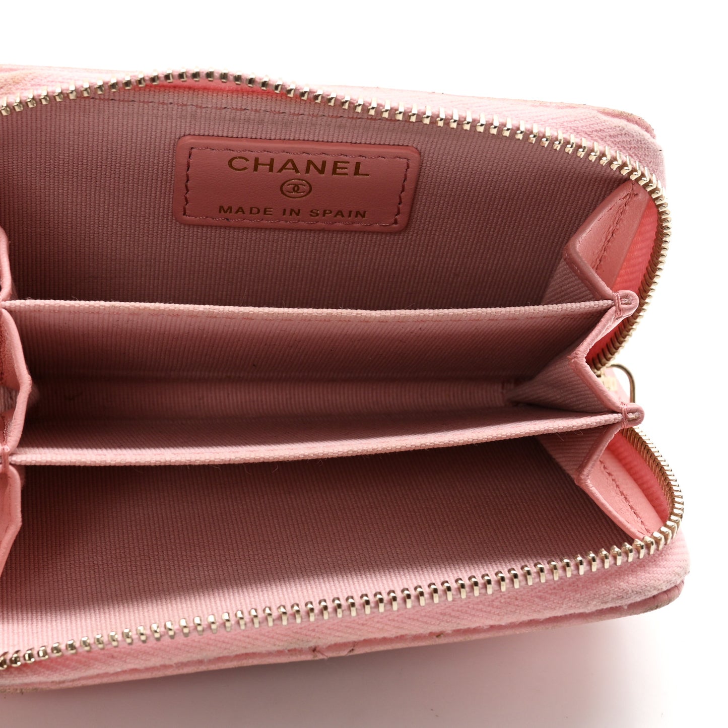 Lambskin Quilted Chanel 19 Zip Around Coin Purse Wallet Light Pink