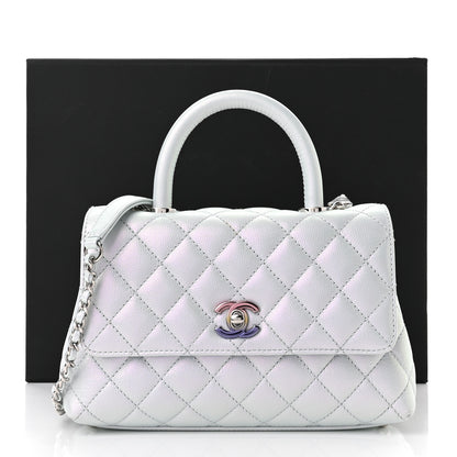 Chanel Iridescent Caviar Quilted Mini Coco Handle Flap Light Blue 11 of 11