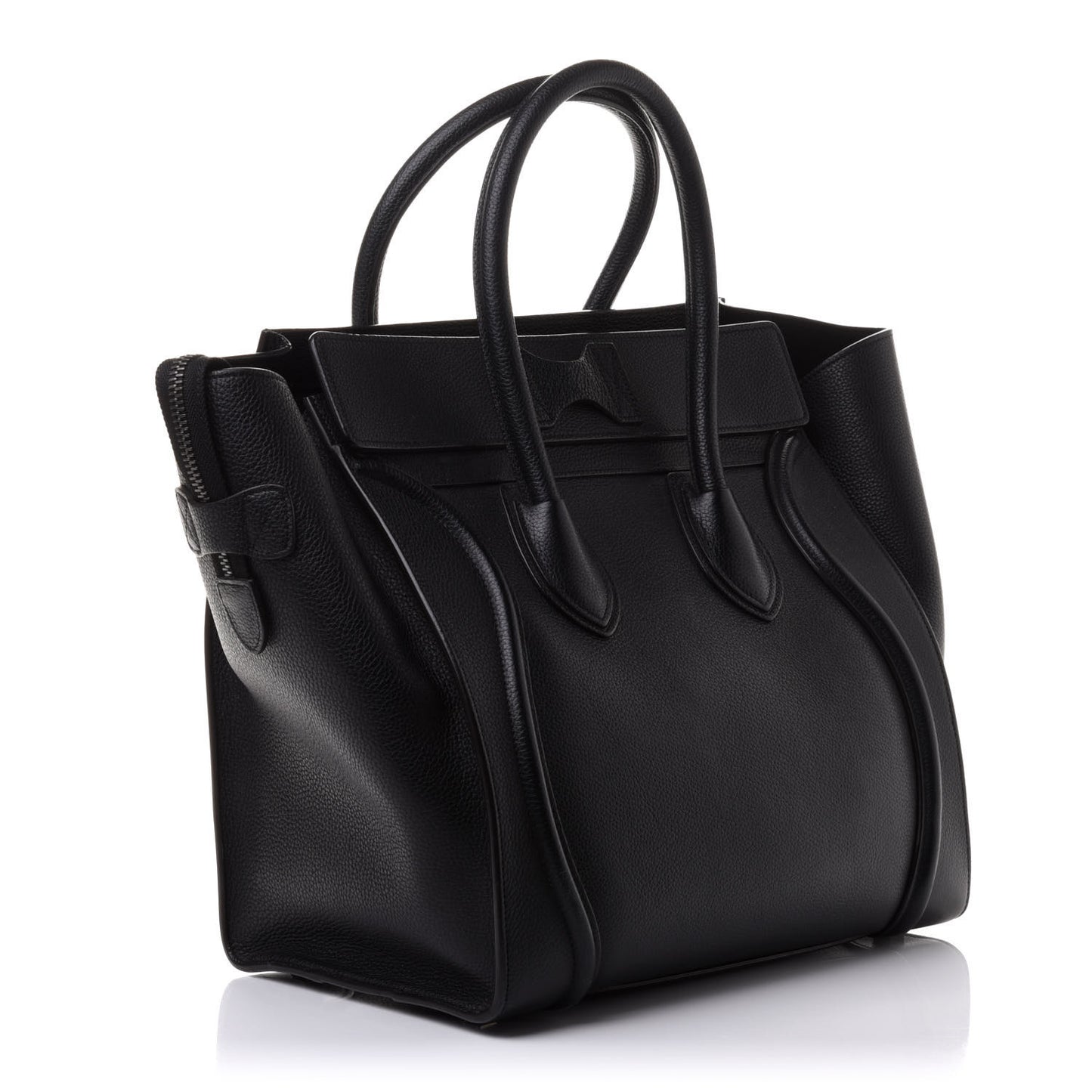 Drummed Calfskin Mini Luggage Black
