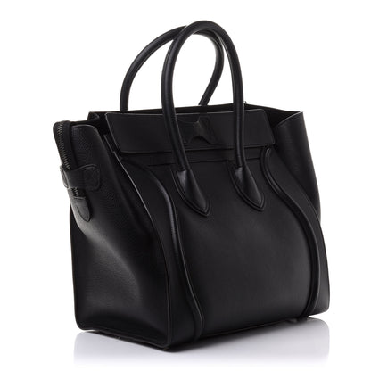Celine Drummed Calfskin Mini Luggage Black 3 of 21