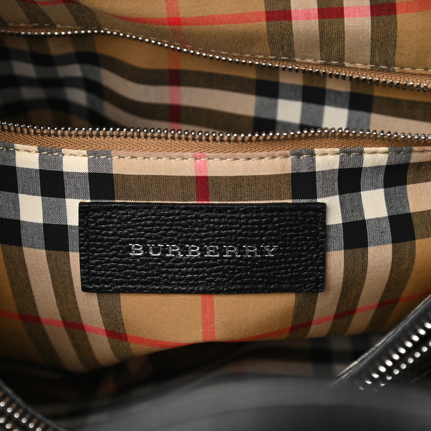 Derby Calfskin House Check Medium Banner Tote Black