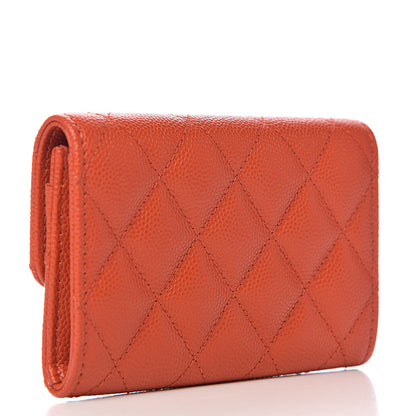 Chanel Caviar Quilted Card Holder Orange 3 of 8
