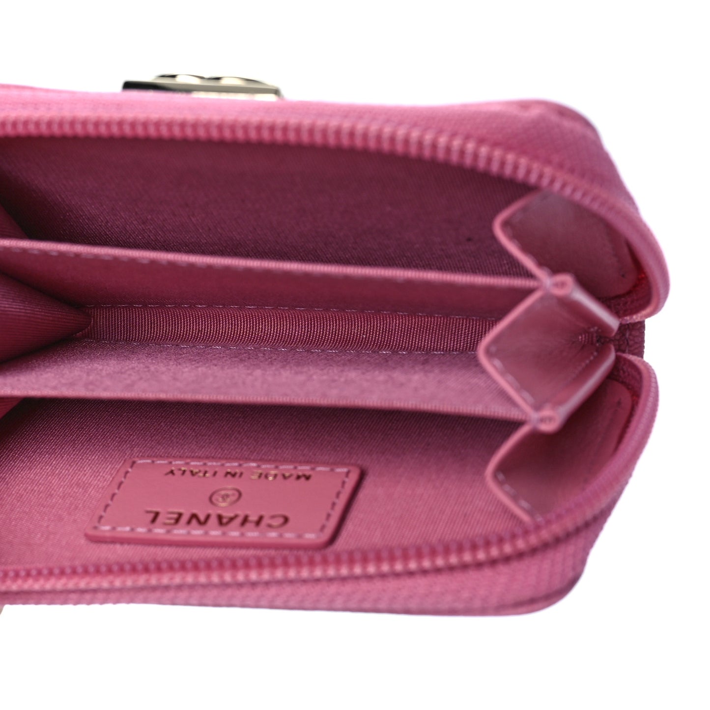 Caviar Quilted Boy Zip Around Coin Purse Wallet Pink