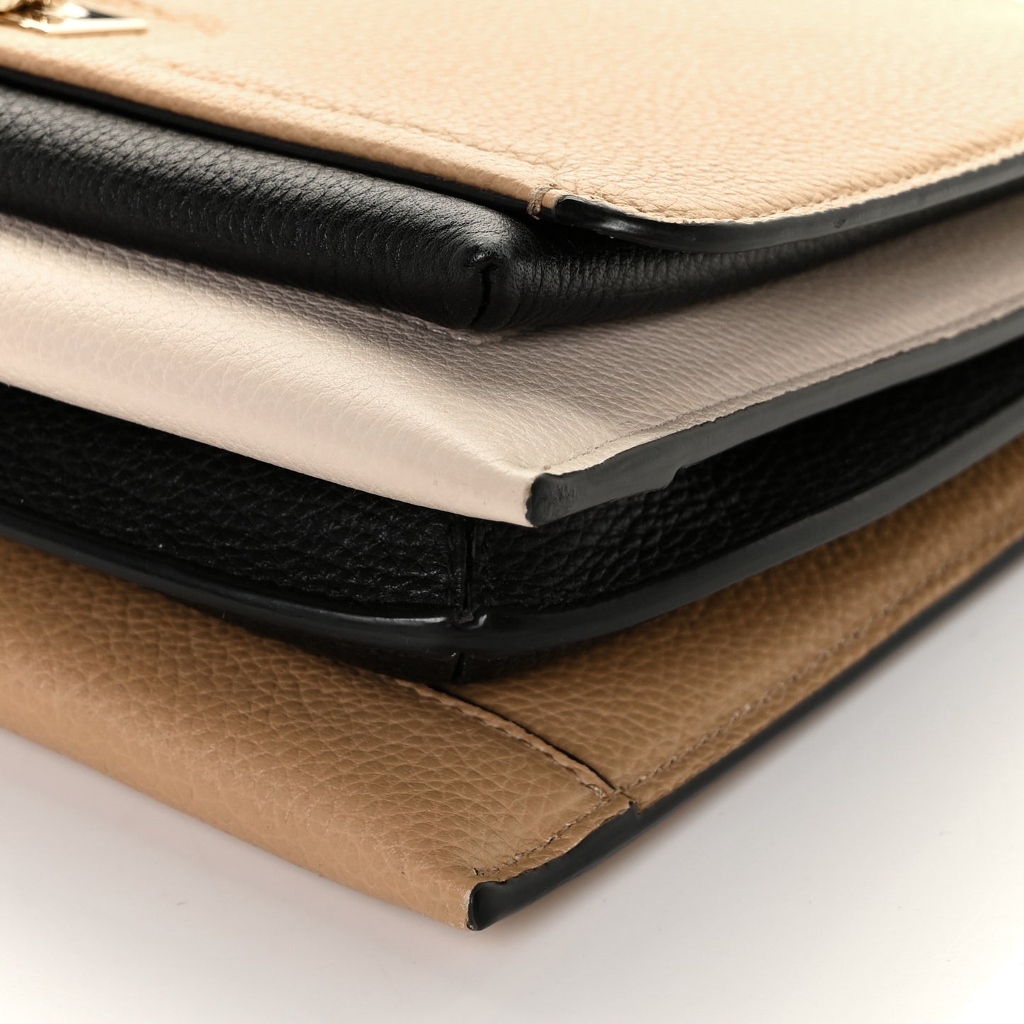Grained Calfskin Trifolio Flap Bag Dune Bone
