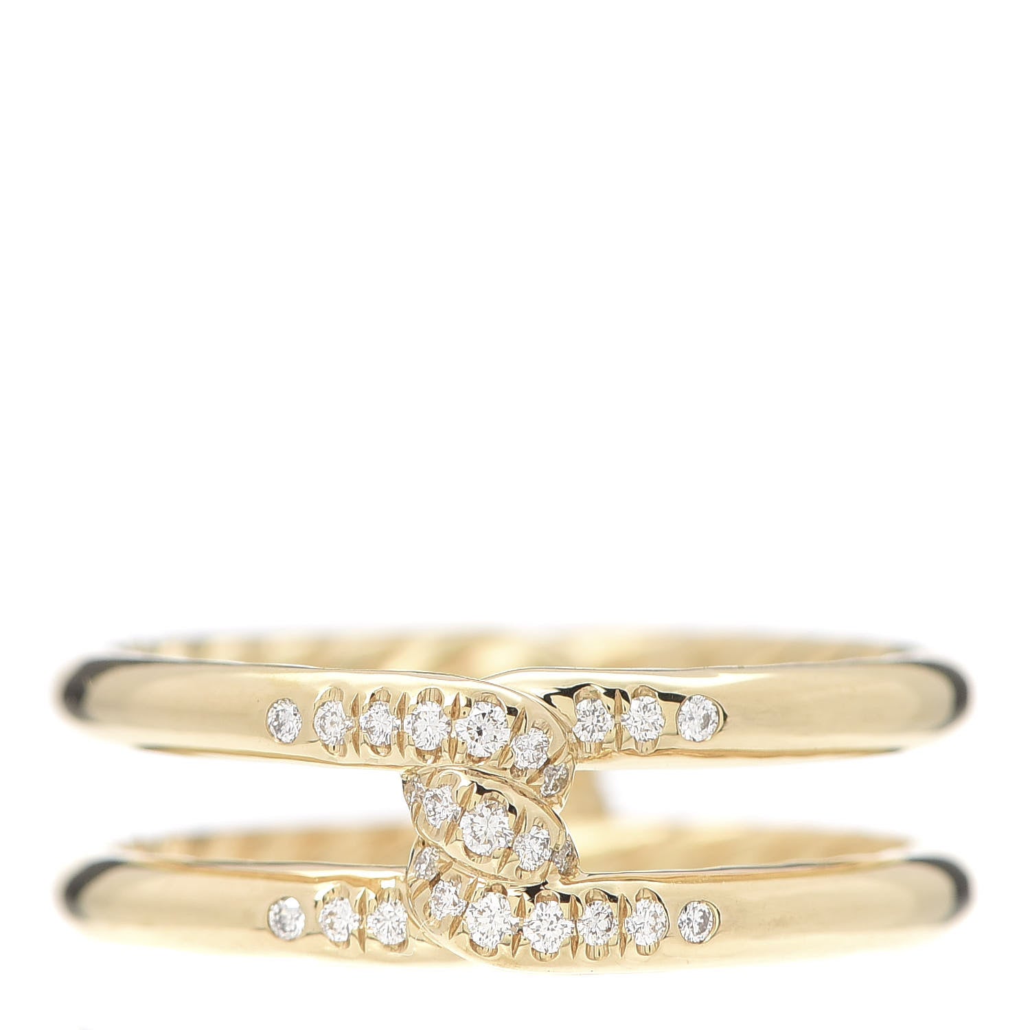 David Yurman 18K Yellow Gold Diamond 6.5mm Continuance Band Ring 54 6.75 1 of 4