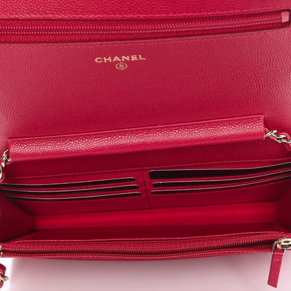 Chanel Caviar Quilted Boy Wallet On Chain WOC Fuchsia 5 of 9
