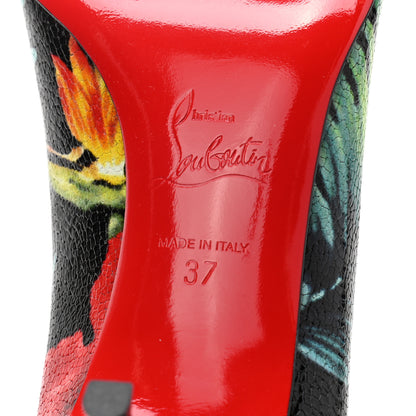 Christian Louboutin Crackled Calfskin Hawaii Print Pigalle Follies 55 Pumps 37 Black 6 of 7