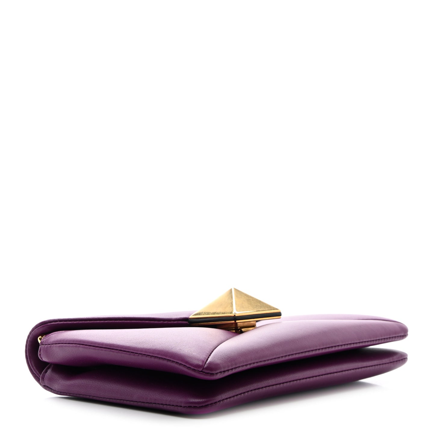 Nappa Small One Stud Wristlet Clutch Bag Prune