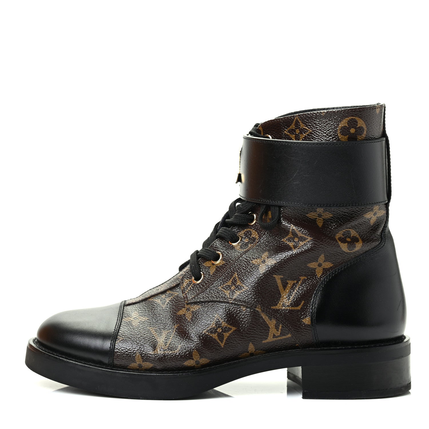 Louis Vuitton Monogram Calfskin Wonderland Flat Ranger Boots 40 Black 1 of 9