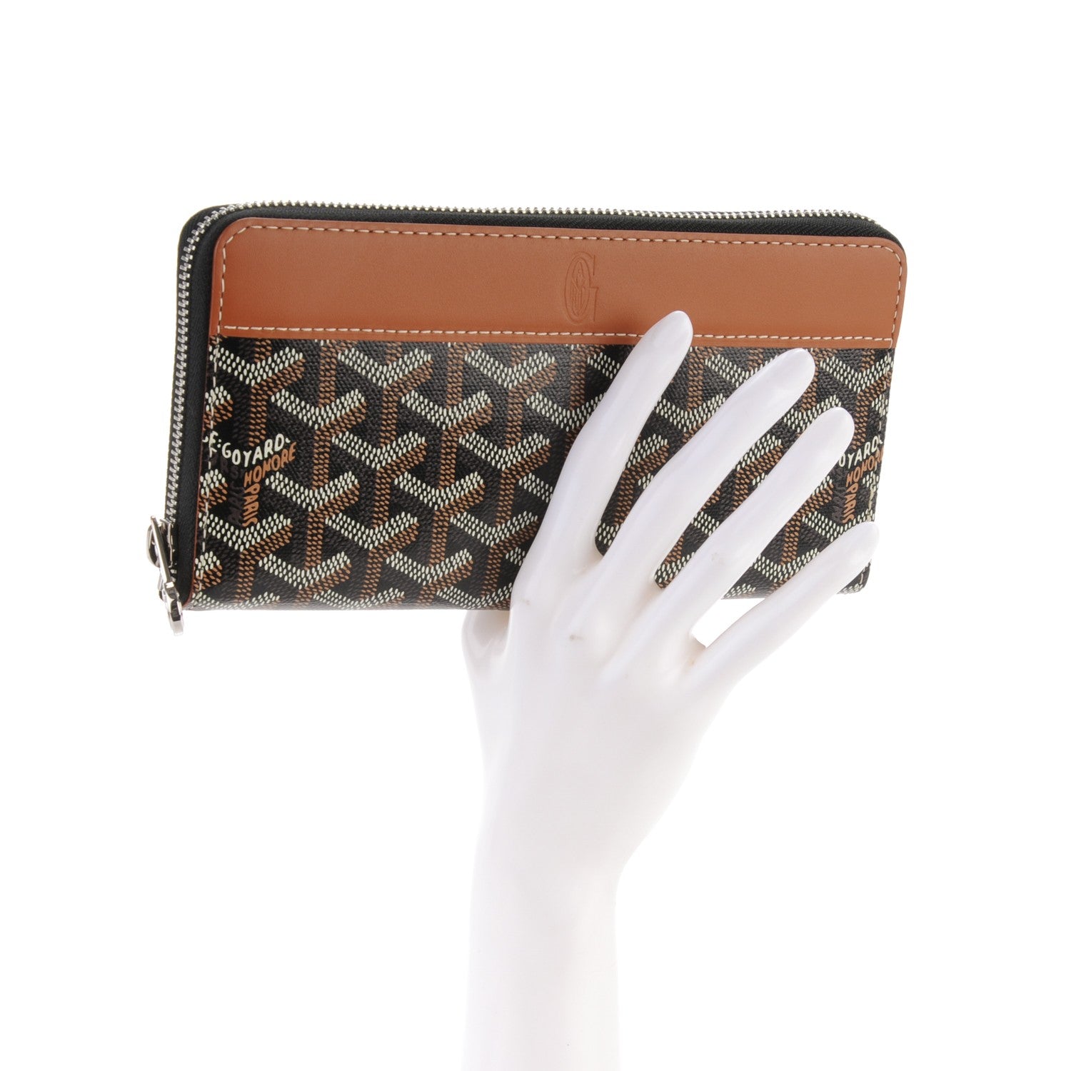 Goyard Goyardine Matignon Zip Around GM Wallet Black Gold 2 of 6