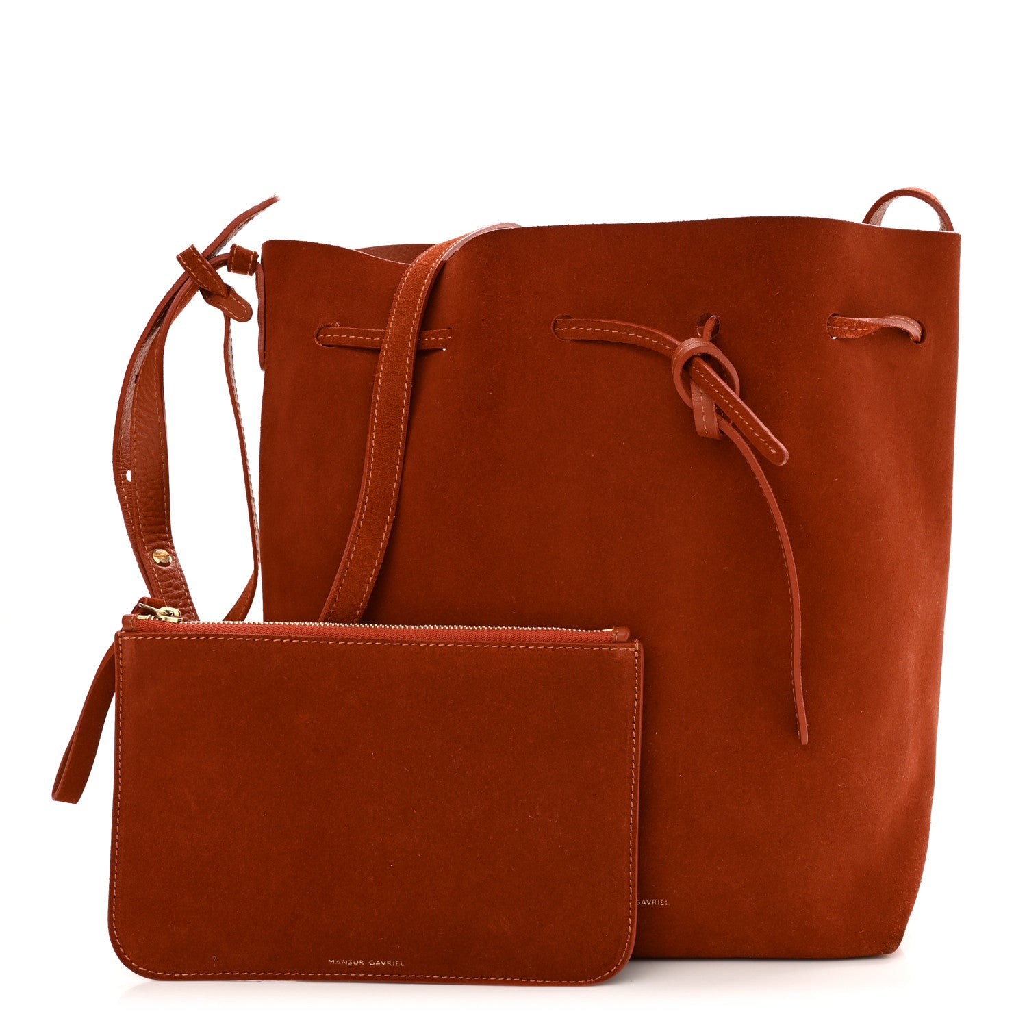 Mansur Gavriel Suede Bucket Bag Brick 1 of 10