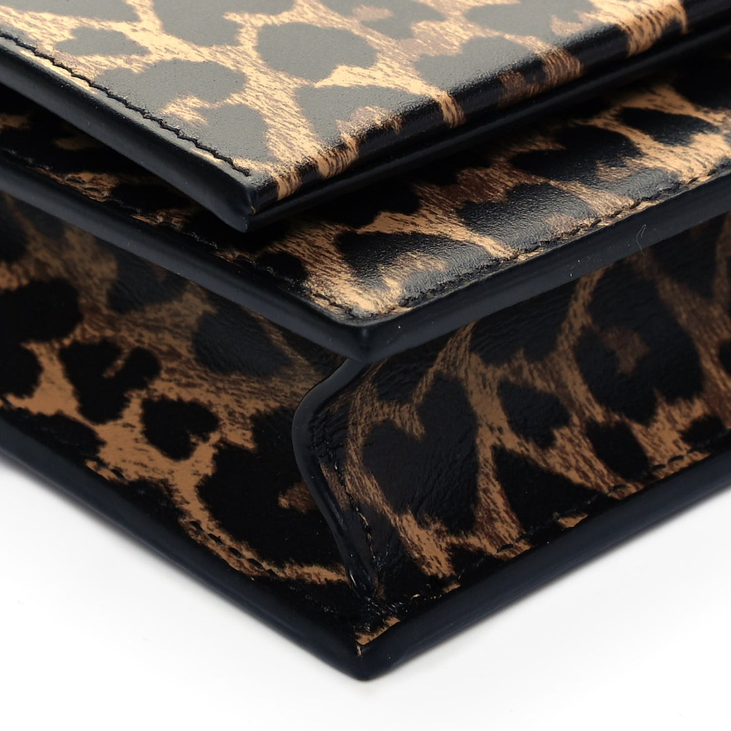 Calfskin Heart Leopard Print Classic Monogram Kate Tassel Satchel Toffee