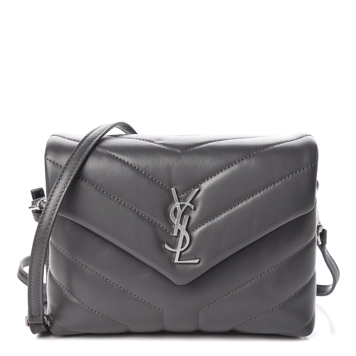 Saint Laurent Calfskin Y Quilted Monogram Toy Loulou Crossbody Bag Storm 1 of 11