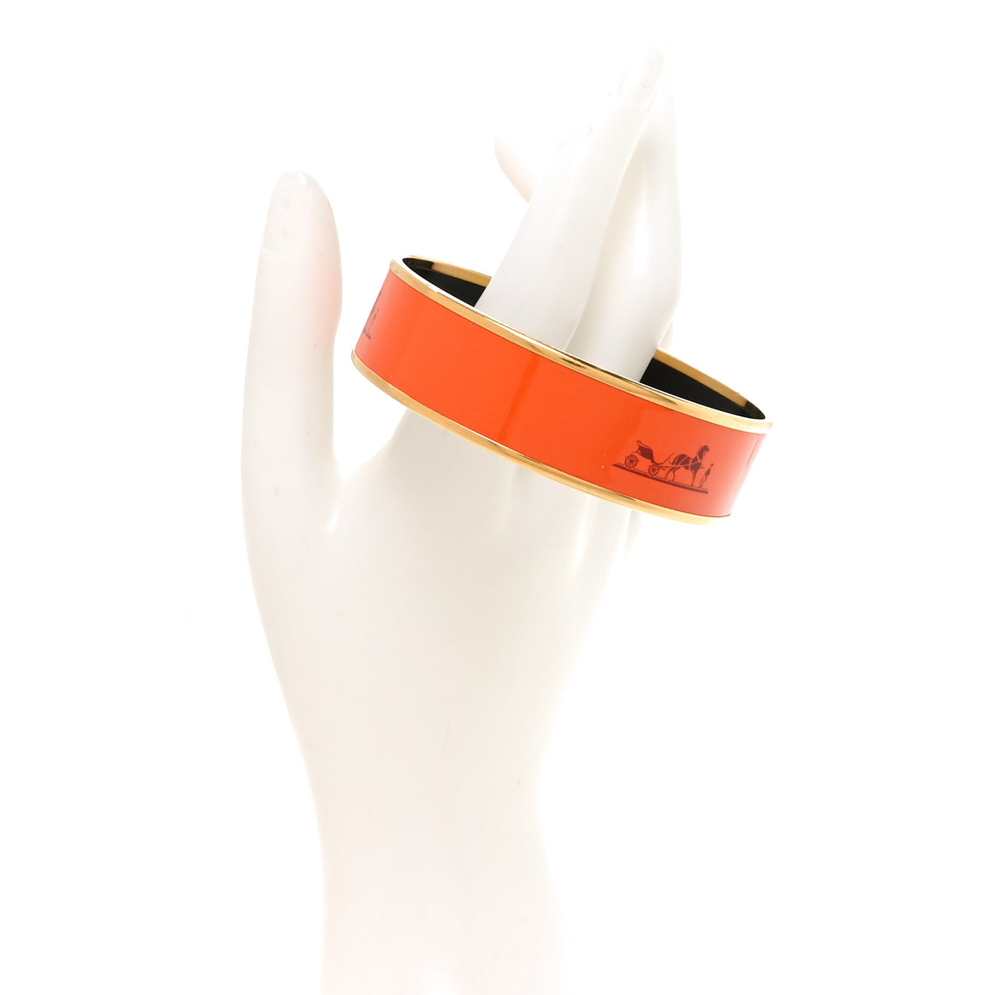 Enamel Printed Caleche Wide Bracelet Orange