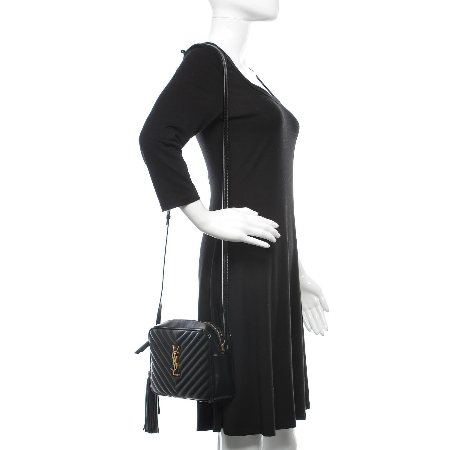 Saint Laurent Calfskin Matelasse Monogram Lou Camera Bag Black 2 of 10