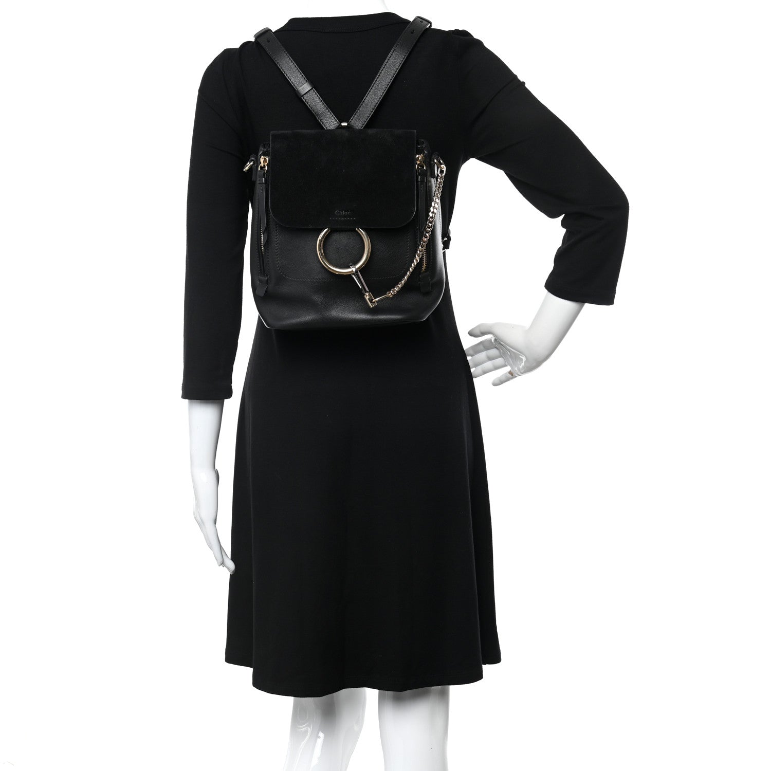 Chloe Suede Calfskin Small Faye Backpack Black 2 of 10