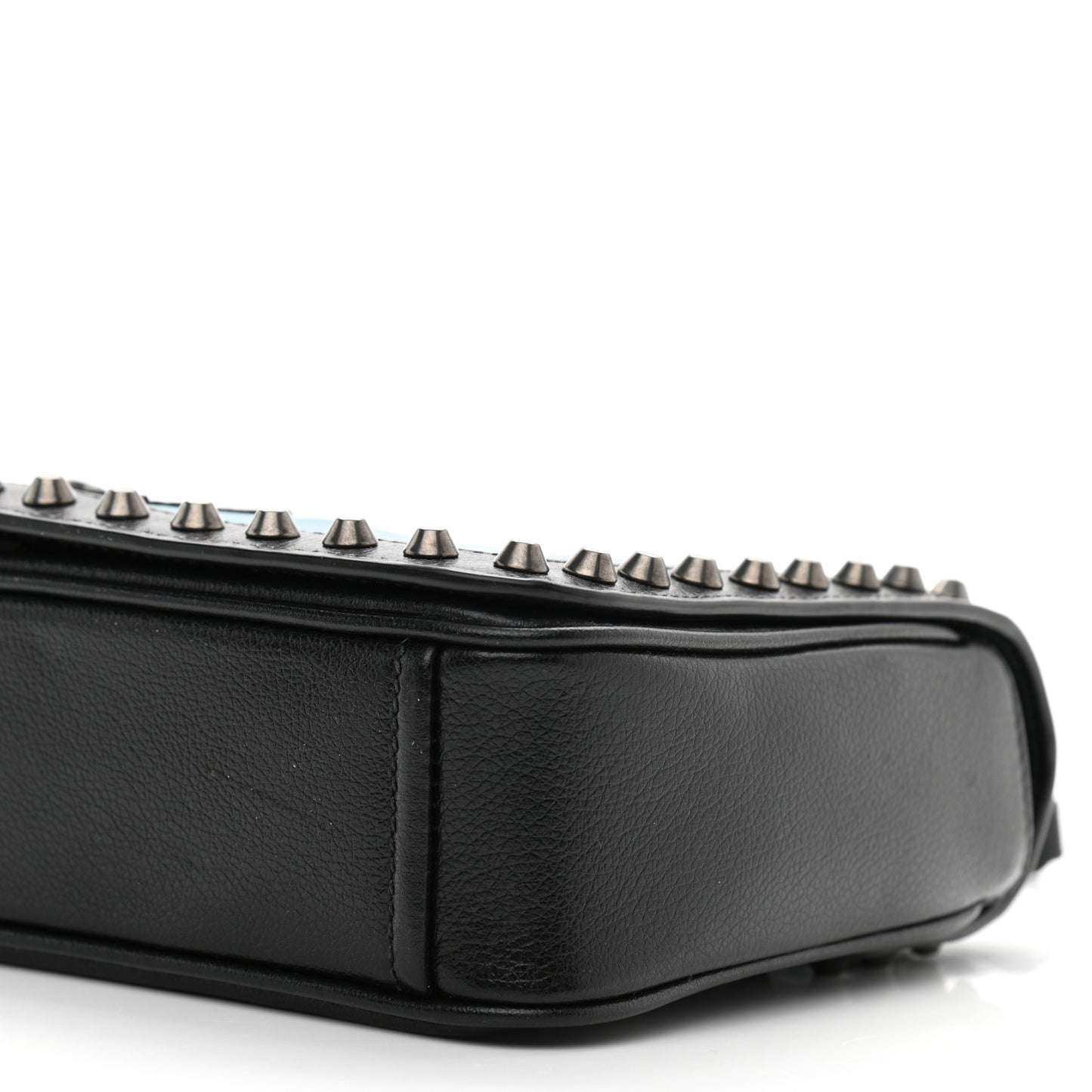 Glace Calfskin Studded Crossbody Turchese Black