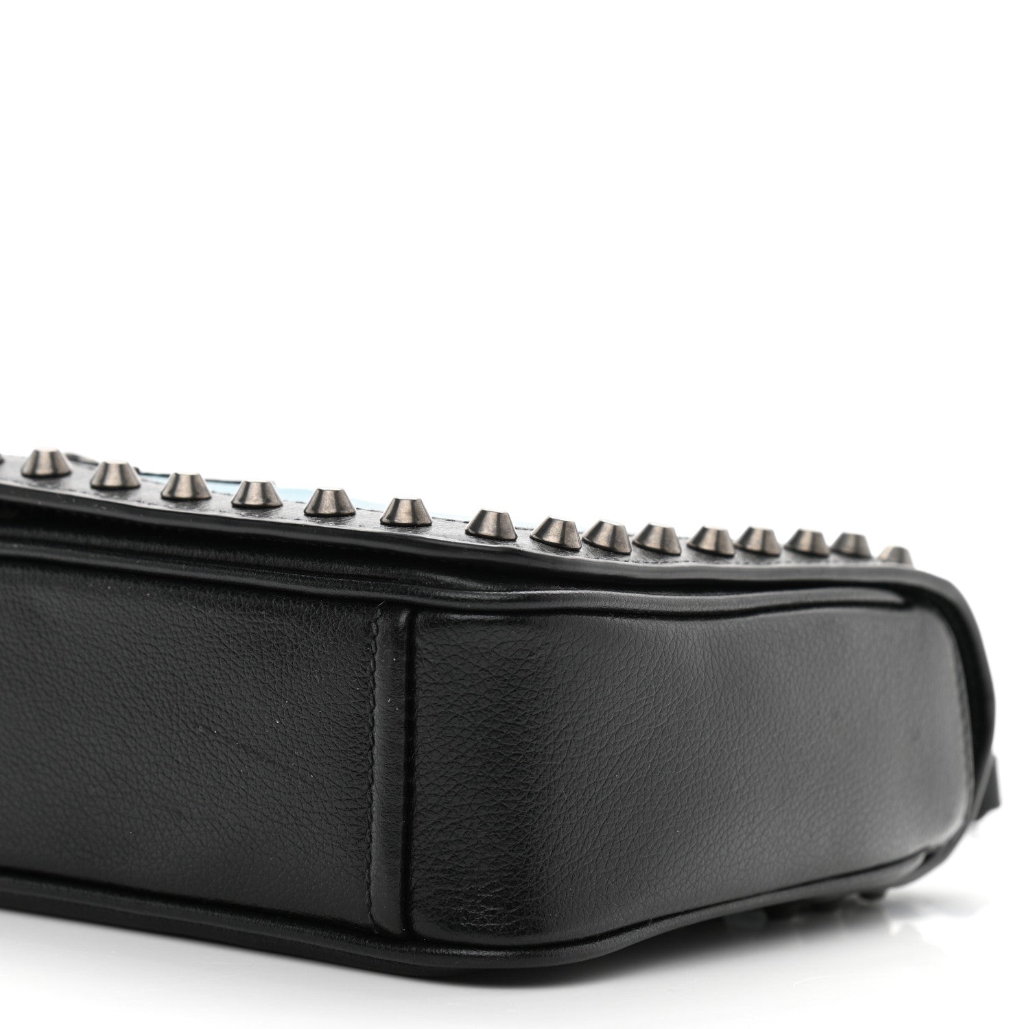 Prada Glace Calfskin Studded Crossbody Turchese Black 11 of 13