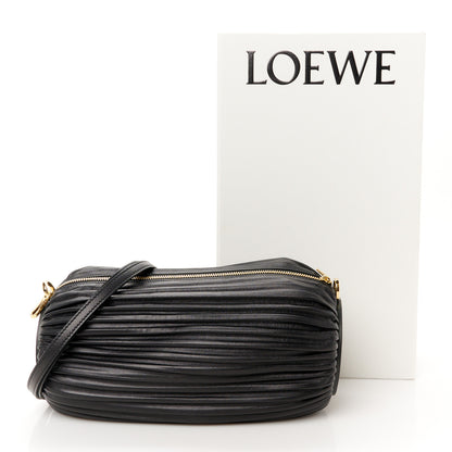Loewe Lambskin Pleated Bracelet Pouch Shoulder Bag Black 10 of 10