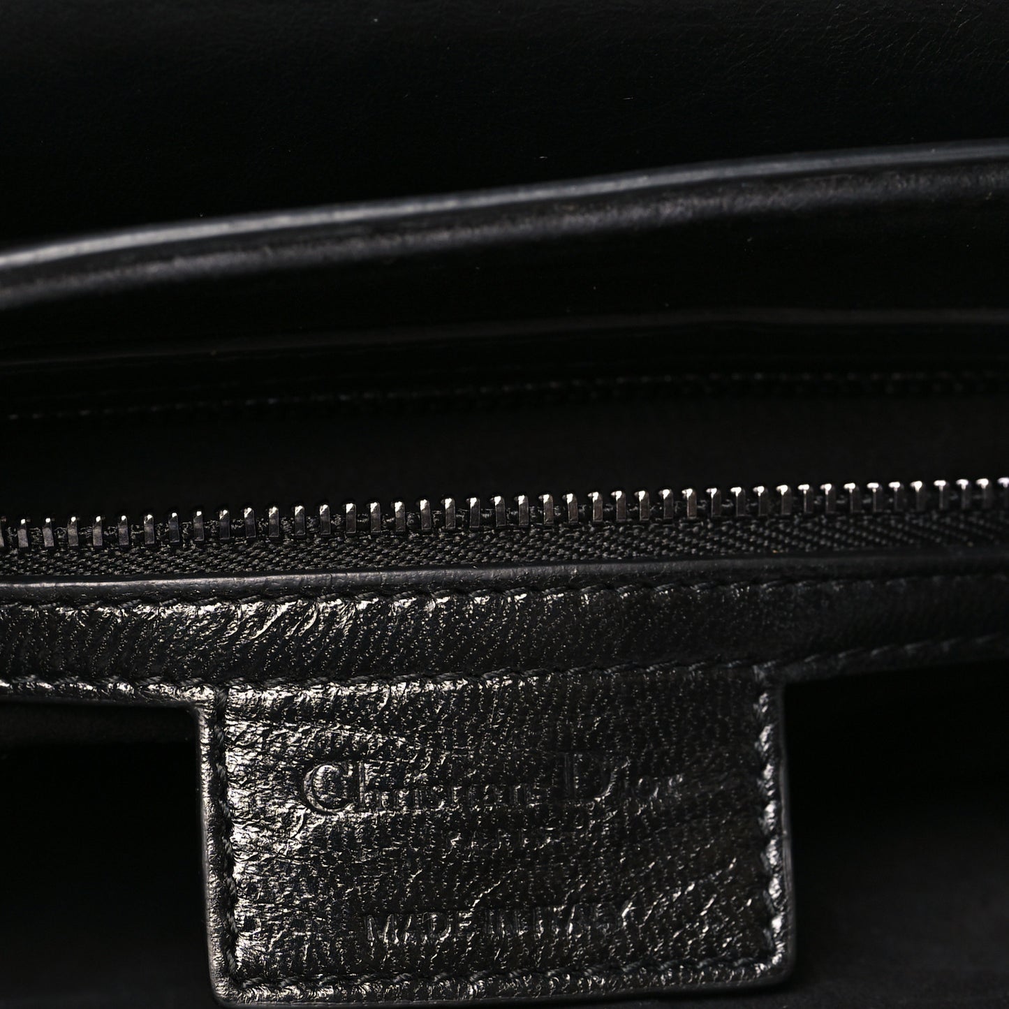Shiny Crinkled Calfskin Studded Saddle Bag Black