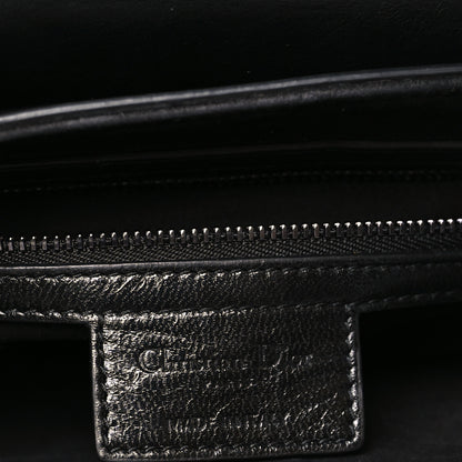 Christian Dior Shiny Crinkled Calfskin Studded Saddle Bag Black 6 of 10