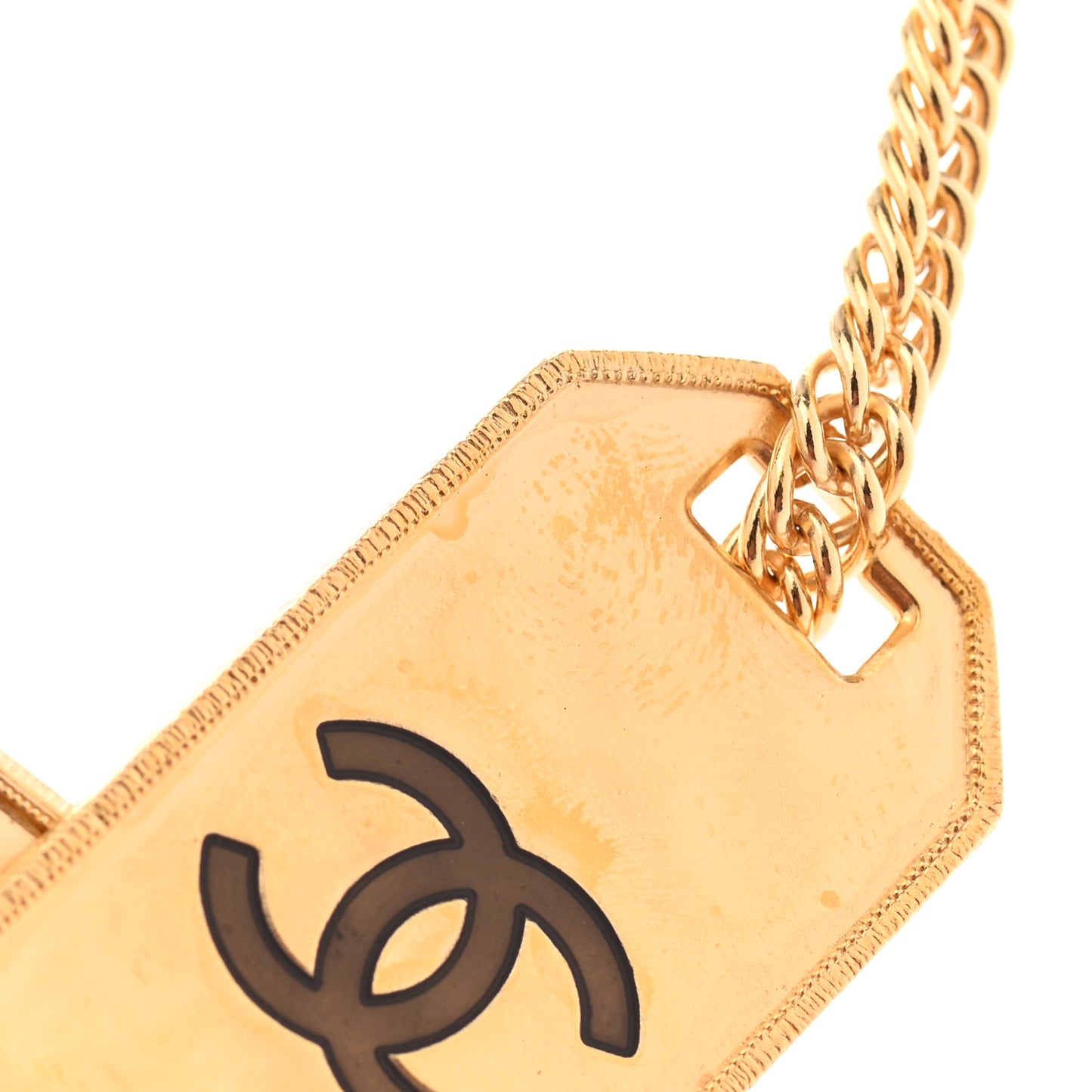 Metal ID Dog Tag Charm Necklace Gold