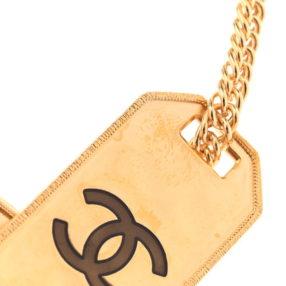 Chanel Metal ID Dog Tag Charm Necklace Gold 5 of 8