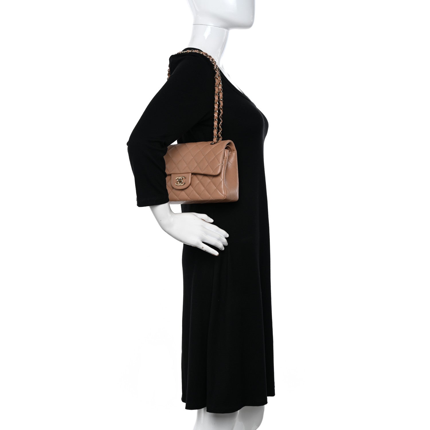 Chanel Caviar Quilted Small Double Flap Dark Beige 2 of 13