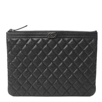 Chanel Iridescent Caviar Quilted Medium Boy Cosmetic Case Grey 1 of 6