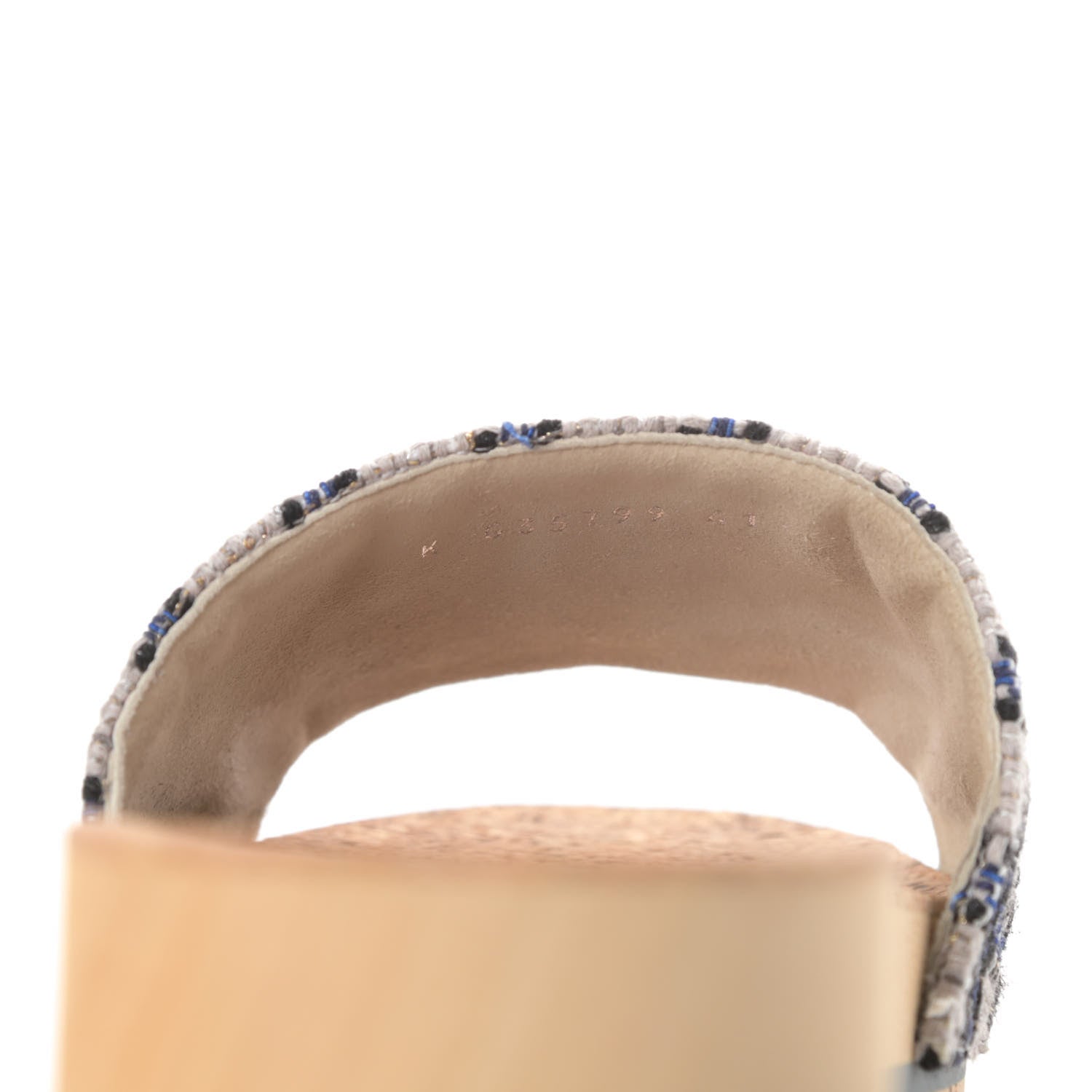 Chanel Tweed Mixed Fibers Cork CC Mule Sandal 41 Navy Blue White Blue 9 of 12