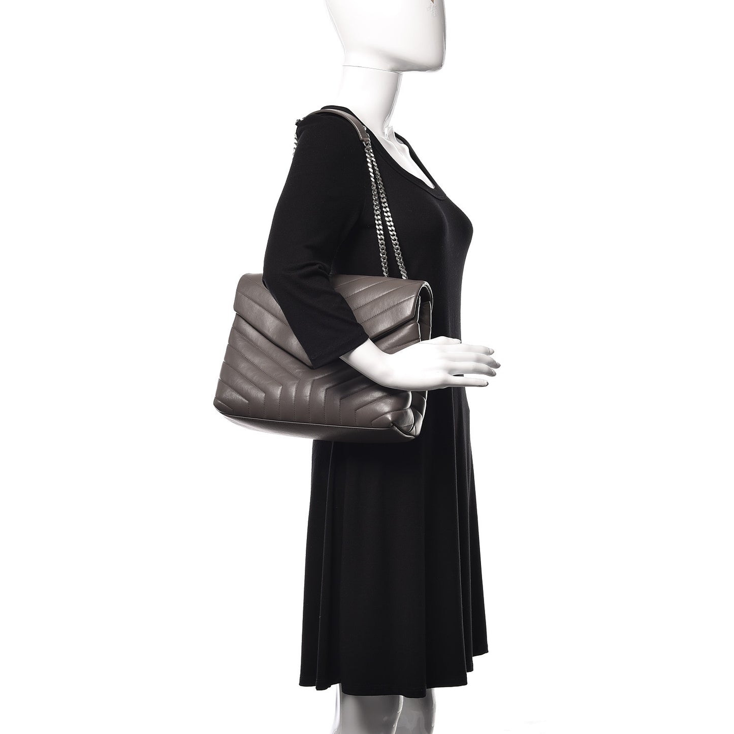 Calfskin Y Quilted Monogram Medium Loulou Chain Satchel Earth