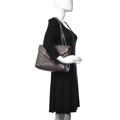 Saint Laurent Calfskin Y Quilted Monogram Medium Loulou Chain Satchel Earth 2 of 10