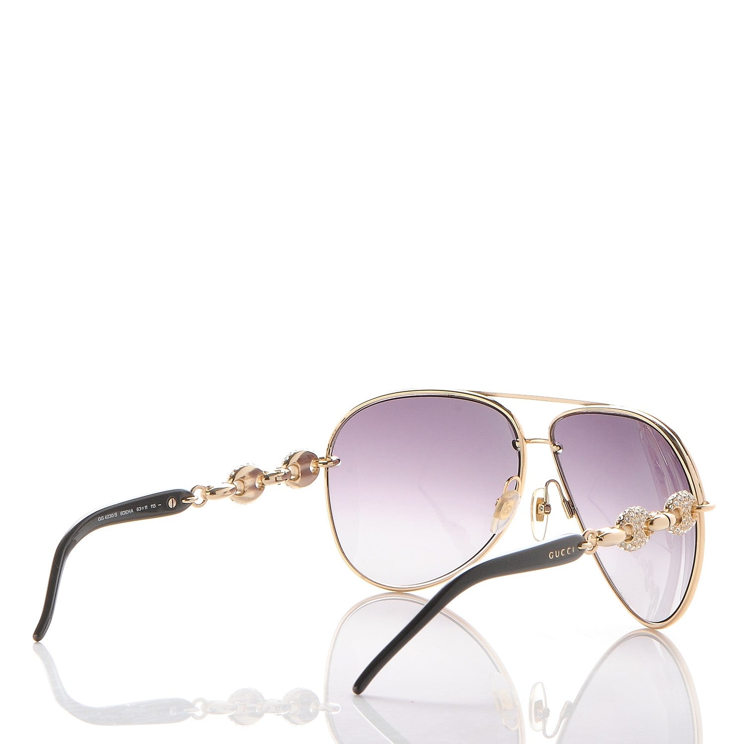 Gucci Aviator Crystal Marina Chain Sunglasses 4230/N/S Gold 4 of 10