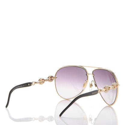 Gucci Aviator Crystal Marina Chain Sunglasses 4230/N/S Gold 4 of 10