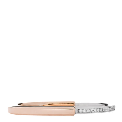 Tiffany 18K Rose White Gold Diamond Tiffany Lock Half Pave Bangle Bracelet 1 of 4