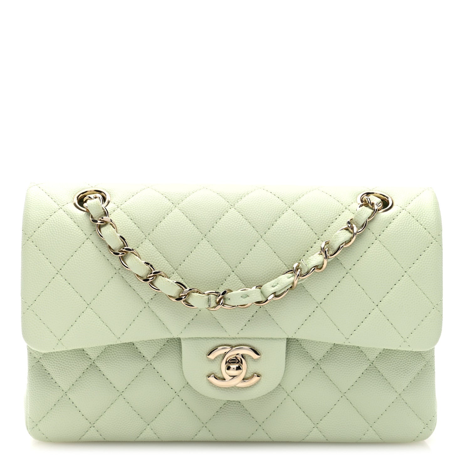 Chanel Caviar Quilted Small Double Flap Light Green 1 of 10