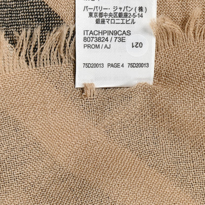 Burberry Wool Silk Gauze Giant Check Lightweight Scarf Camel 5 of 6