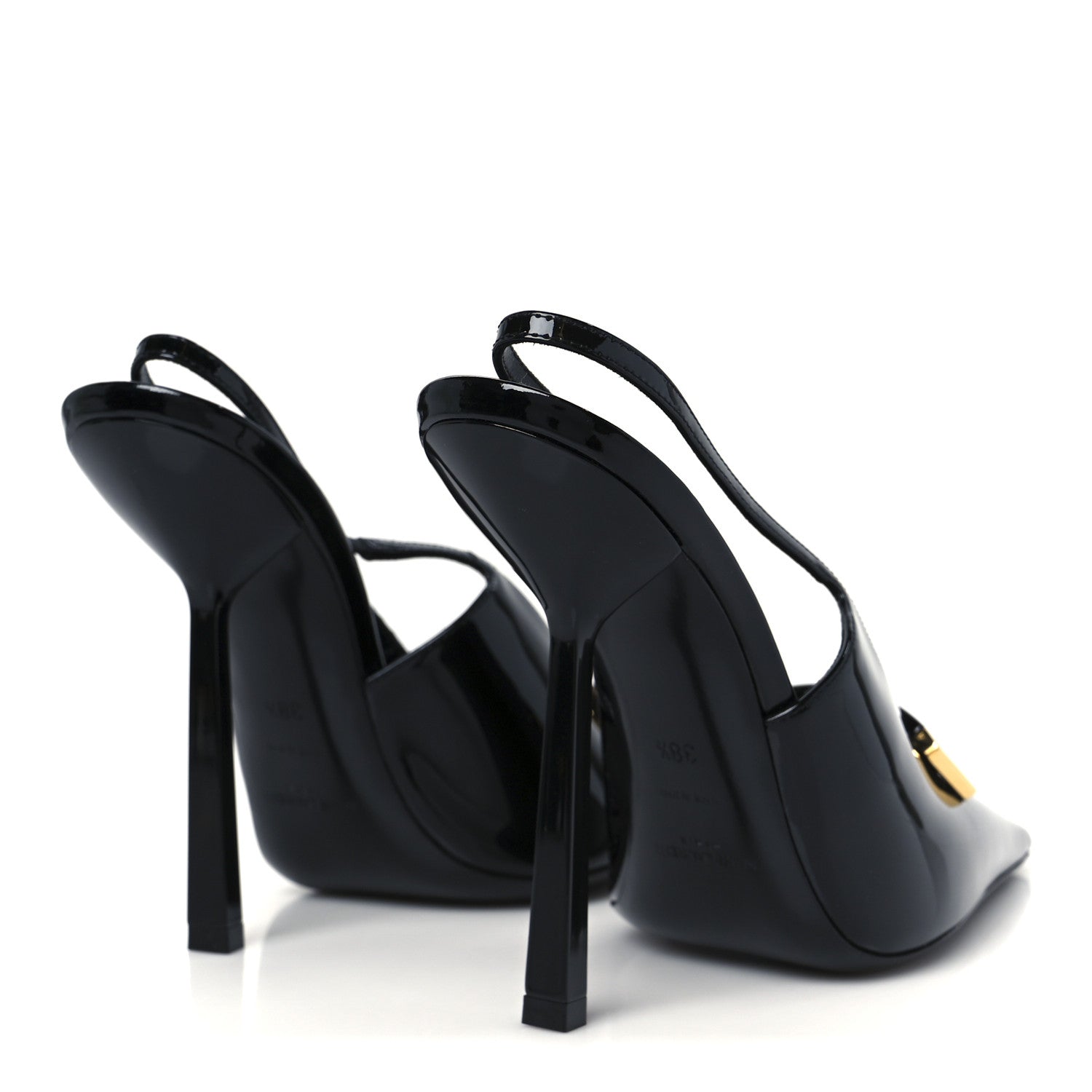 Saint Laurent Patent Madame 115mm Slingback Pumps 38.5 Black 5 of 10
