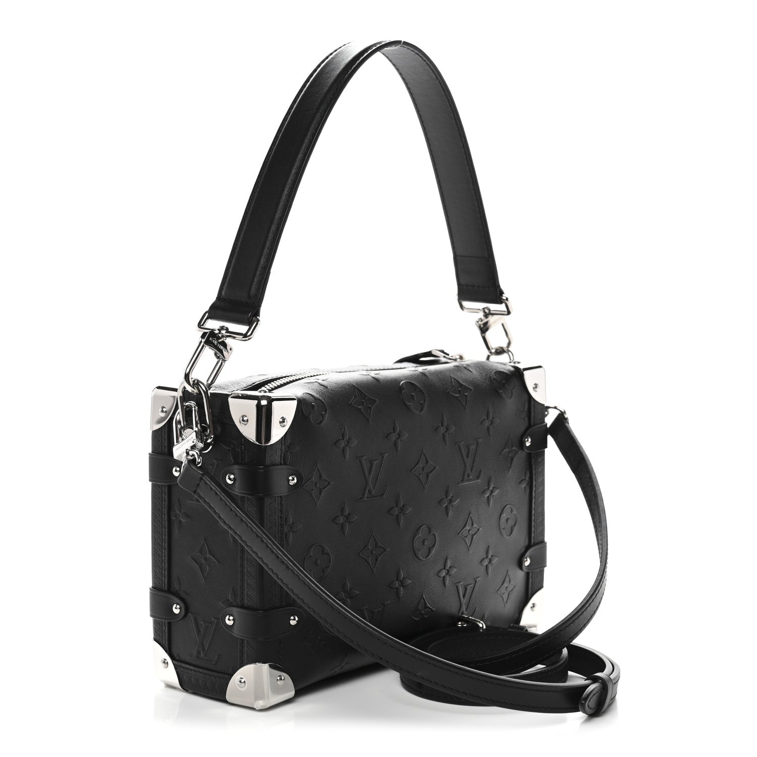 Louis Vuitton Calfskin Debossed Monogram Side Trunk Black 3 of 10