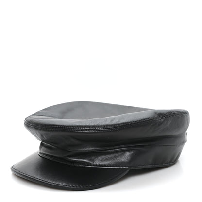 Hermes Lambskin Vauban Charms Cap 56 Black 1 of 8