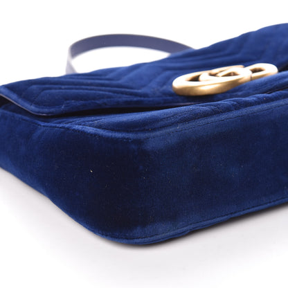 Gucci Velvet Matelasse Medium GG Marmont Shoulder Bag Cobalt Blue 11 of 15