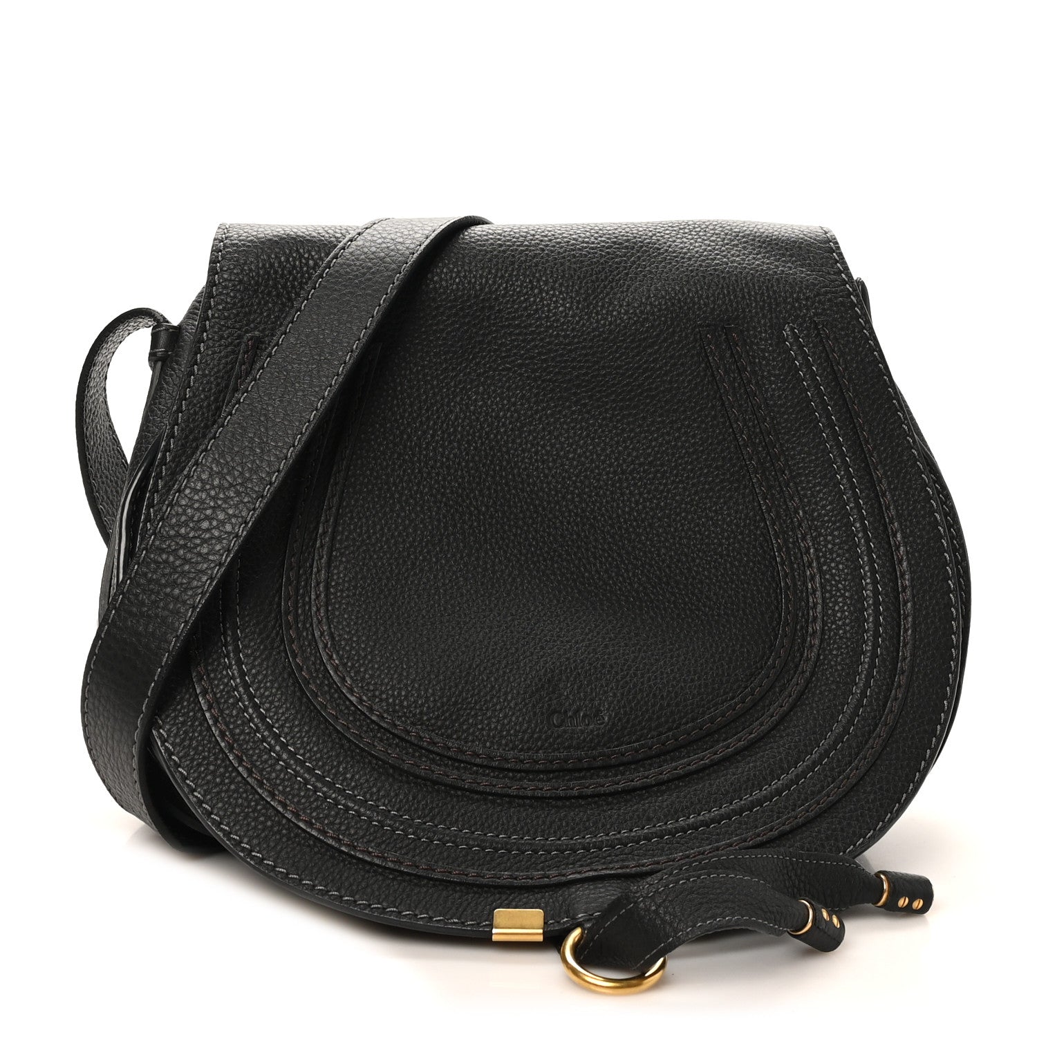 Chloe Grained Calfskin Medium Marcie Saddle Bag Black 1 of 9
